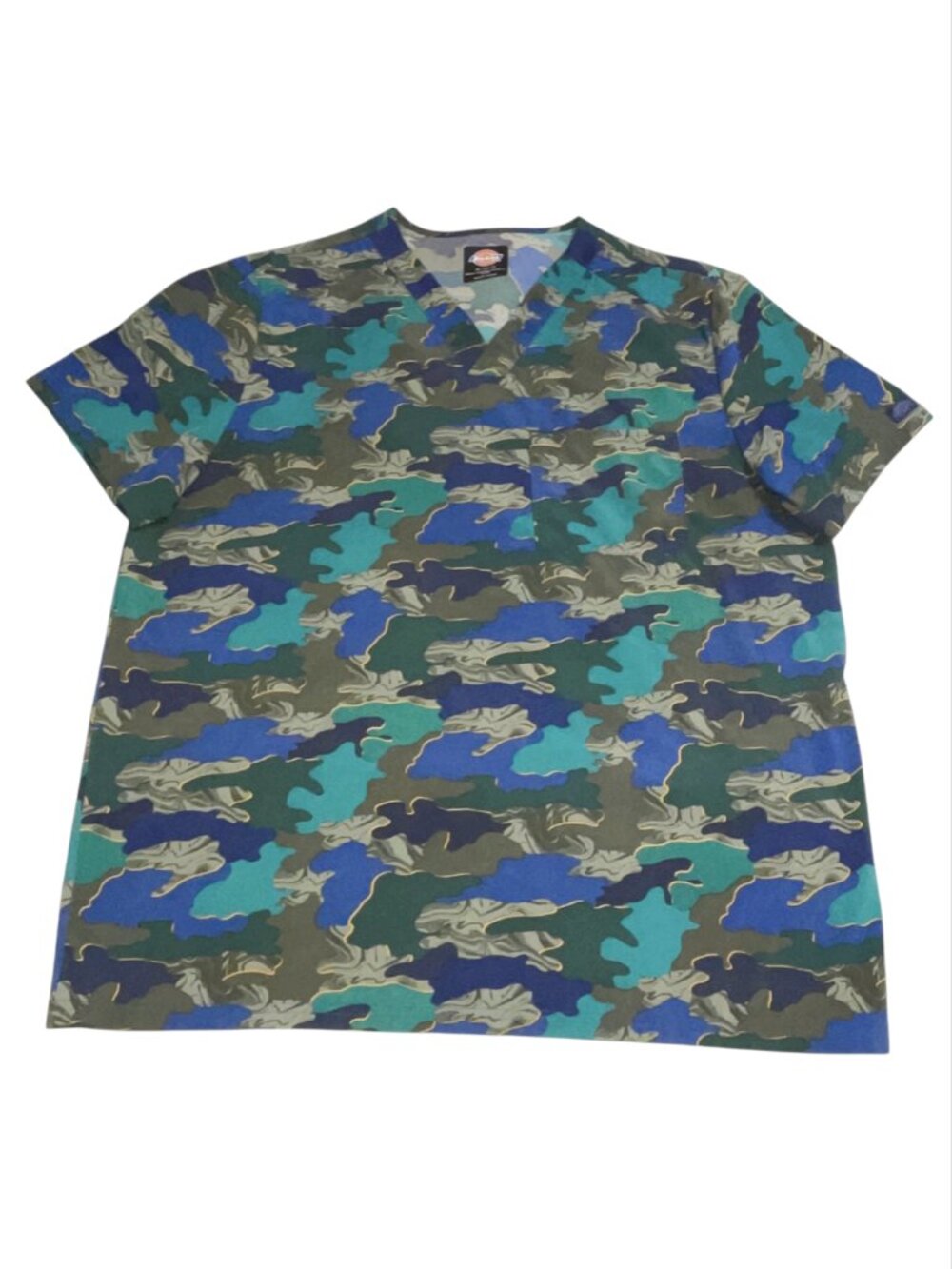 Men’s Women's Scrub Shirt Size XL Blue Green Camo Tie Swirl Dye Dickies